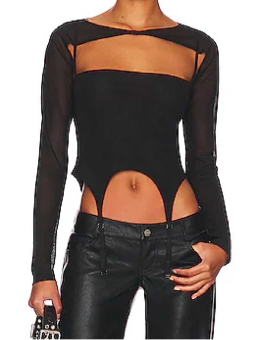 Miaou black Phoenix top mesh tank and detachable shrug set Women’s sz XL